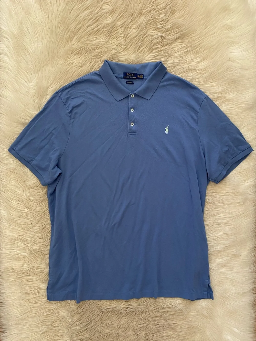 Polo Ralph Lauren Men’s Iconic Mesh Polo Shirt Classic Fit Light Blue Cotton XXL